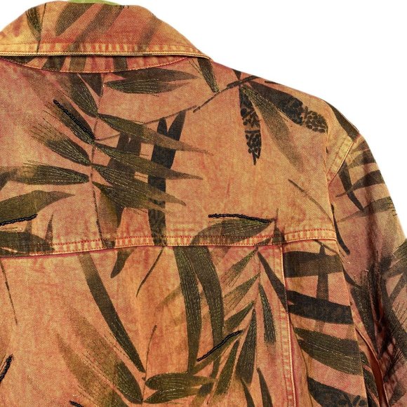 VTG Chico's Design Palm Leaf Denim Jacket, 12 - Picture 6 of 10